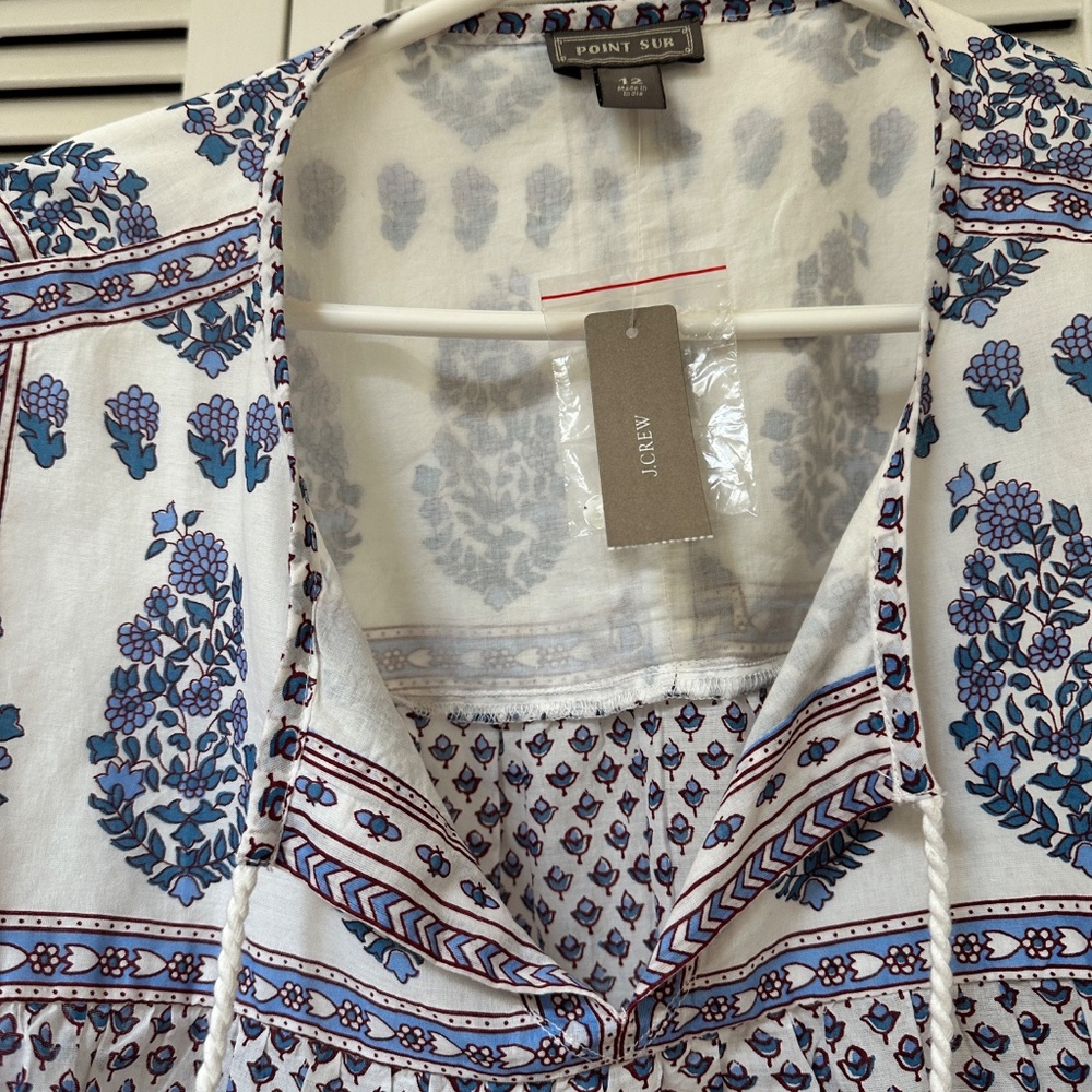 J. Crew Point Sur Boho 100% Cotton Top Long Sleeve Size 12 - Picture 13 of 14